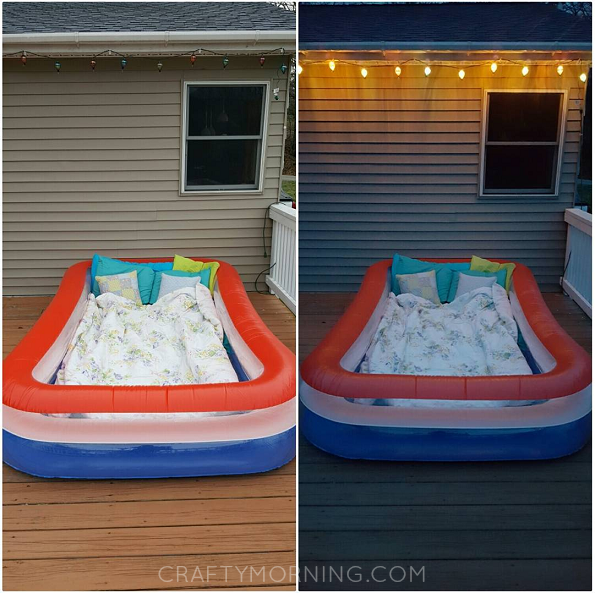 The joy of star-gazing in an inflatable pool